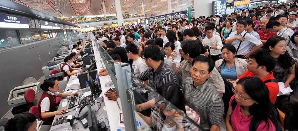Affluence à l'aéroport de Shanghai . Photo de South China Morning Post